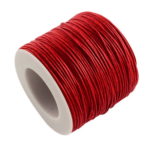 Wholesale Deal Waxed Cotton String Cord Red Approx 90M Continuous Length 1mm Thick