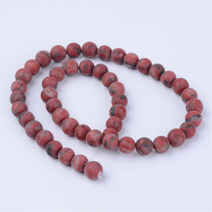 Frosted Red Jasper Beads Plain Round 6mm Strand of 60+