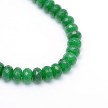 Load image into Gallery viewer, Strand of Faceted Rondelle Dyed Natural White Jade Bead Strands - Green