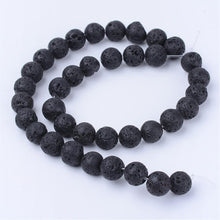 Load image into Gallery viewer, Strand Of 60+ Black/Brown Lava Rock 6mm Plain Round Beads