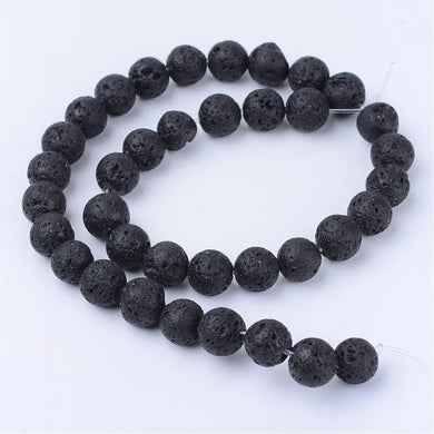 Strand Of 60+ Black/Brown Lava Rock 6mm Plain Round Beads