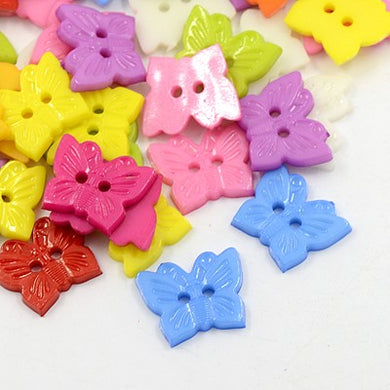 Pack of 25 x Mixed Acrylic 18mm Butterfly Buttons (2 Hole)