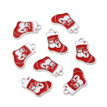 Load image into Gallery viewer, Pack of 10 Alloy Enamel Stocking Charms with Snowman