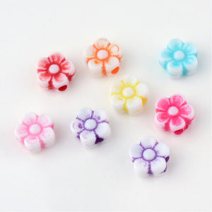 Pack of 100 Acrylic Mixed Colour 8mm Flower Beads
