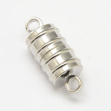 Load image into Gallery viewer, Pack of 4 Brass Column Silver Magnetic Clasps 20 x 8mm