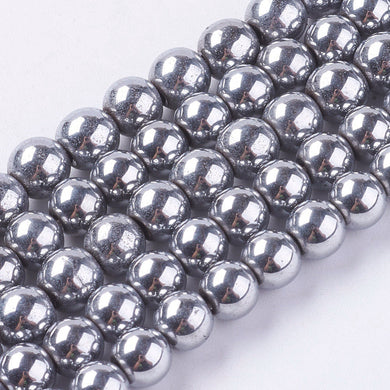 Silver Hematite (Magnetic) Beads Plain Round 6mm Strand of 62+