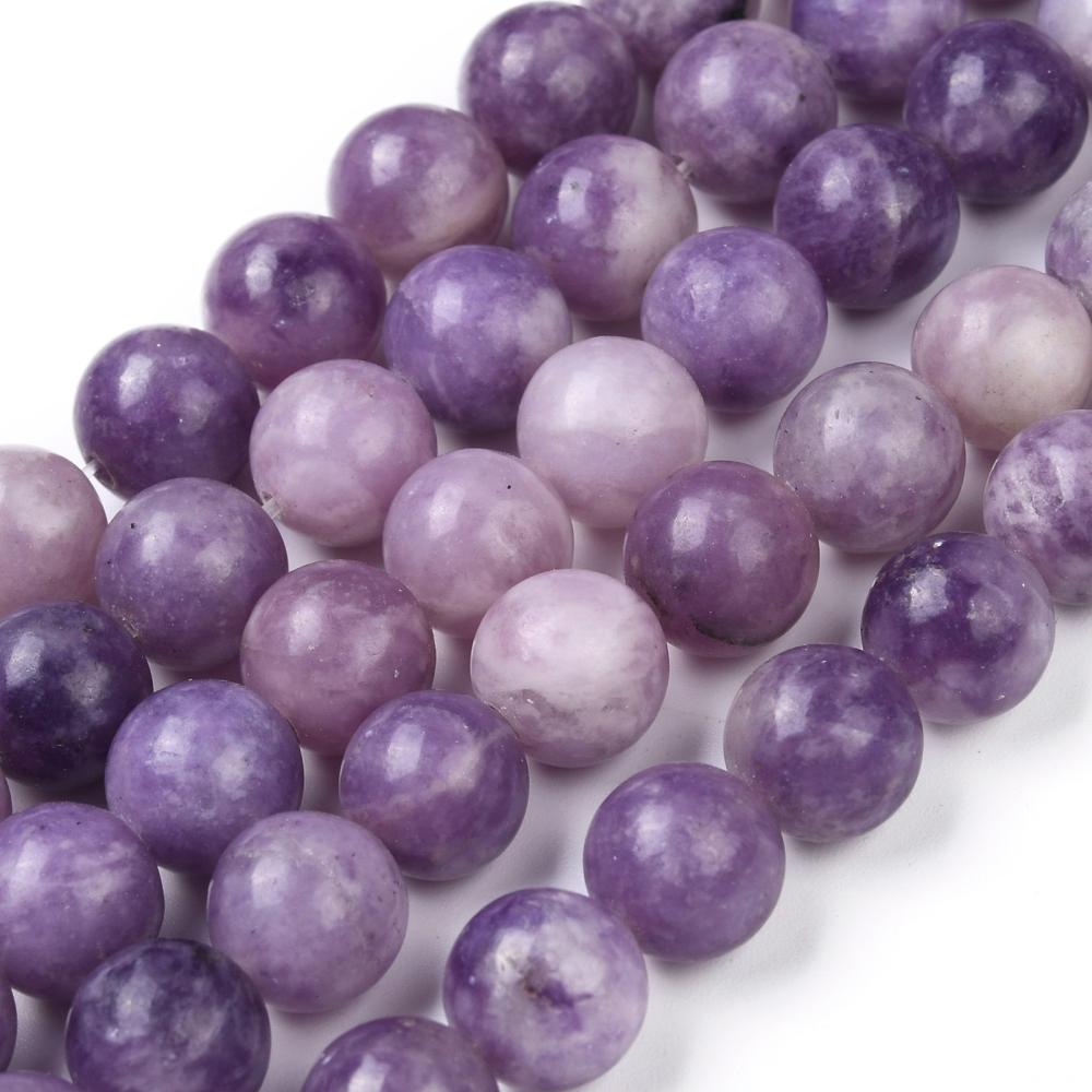 Natural Purple Lepidolite Loose Beads Round 8mm