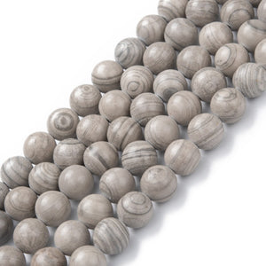 Strand of 6mm Silver Line Jasper Round Beads