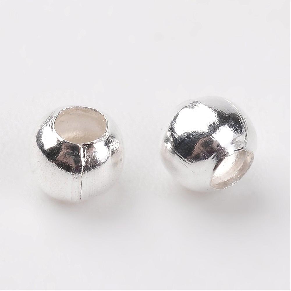 Packet Of 600+ Silver Plated Iron Round Spacer Beads 3mm