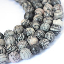 Load image into Gallery viewer, Natural Black Silk Stone/Netstone 6mm Loose Beads Round