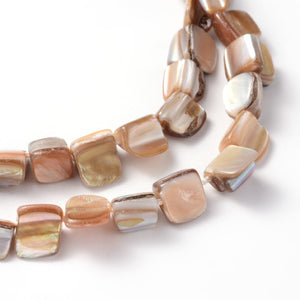 Strand of 35+ Shell Beads, Dyed Beige, 8 x 8mm