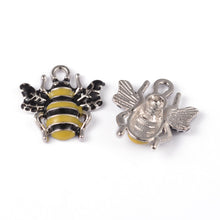 Load image into Gallery viewer, Bee Charm Pendants Yellow/Black 18mm Pack of 10
