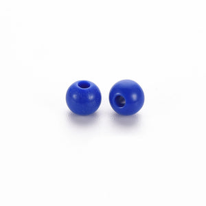 Pack of 200 Opaque Acrylic 6mm Round Large Hole Beads - Blue