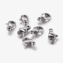 Load image into Gallery viewer, Packet Of 10 x 304 Stainless Steel Strong Lobster Clasps 10mm x 6mm
