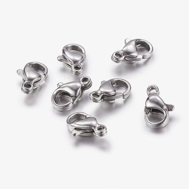 Packet Of 10 x 304 Stainless Steel Strong Lobster Clasps 10mm x 6mm