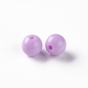 Pack of 70 Opaque Acrylic 10mm Round Large Hole Beads - Lilac