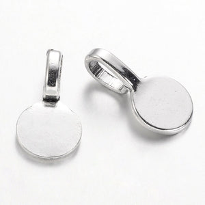 Pack of 20 Tibetan Style Round Glue On Pendant Bails - 18mm