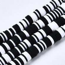 Load image into Gallery viewer, Handmade Polymer Clay Heishi Beads 8mm x 1mm  Black &amp; White