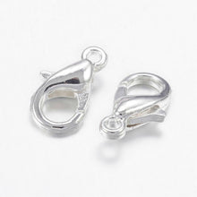 Load image into Gallery viewer, Packet Of 50 x Silver Plated Strong Quality Lobster Clasps 10mm x 6mm