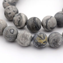 Load image into Gallery viewer, Frosted Map Stone Jasper Beads Plain Round 6mm Strand of 25+