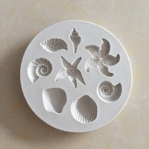 Silicone Resin Mould 67mm Mixed Shell & Starfish
