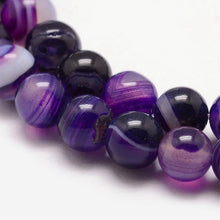 Load image into Gallery viewer, Strand of 55+ Purple Banded Agate Grade A Dyed - 6mm Round