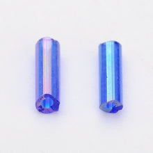 Load image into Gallery viewer, Pack of 32g Transparent AB Glass Bugle Beads 6 x 1.8mm - Blue