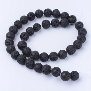 Natural Black Lava Beads Loose Beads Round 10mm