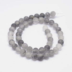 Strand of 6mm Natural Frosted Cloudy Quartz Round Beads