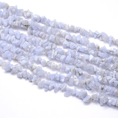 Long Strand of Natural Blue Lace Agate 5 - 8mm Chips