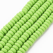 Load image into Gallery viewer, Handmade Polymer Clay Flat Round Beads 6mm x 3mm  Green