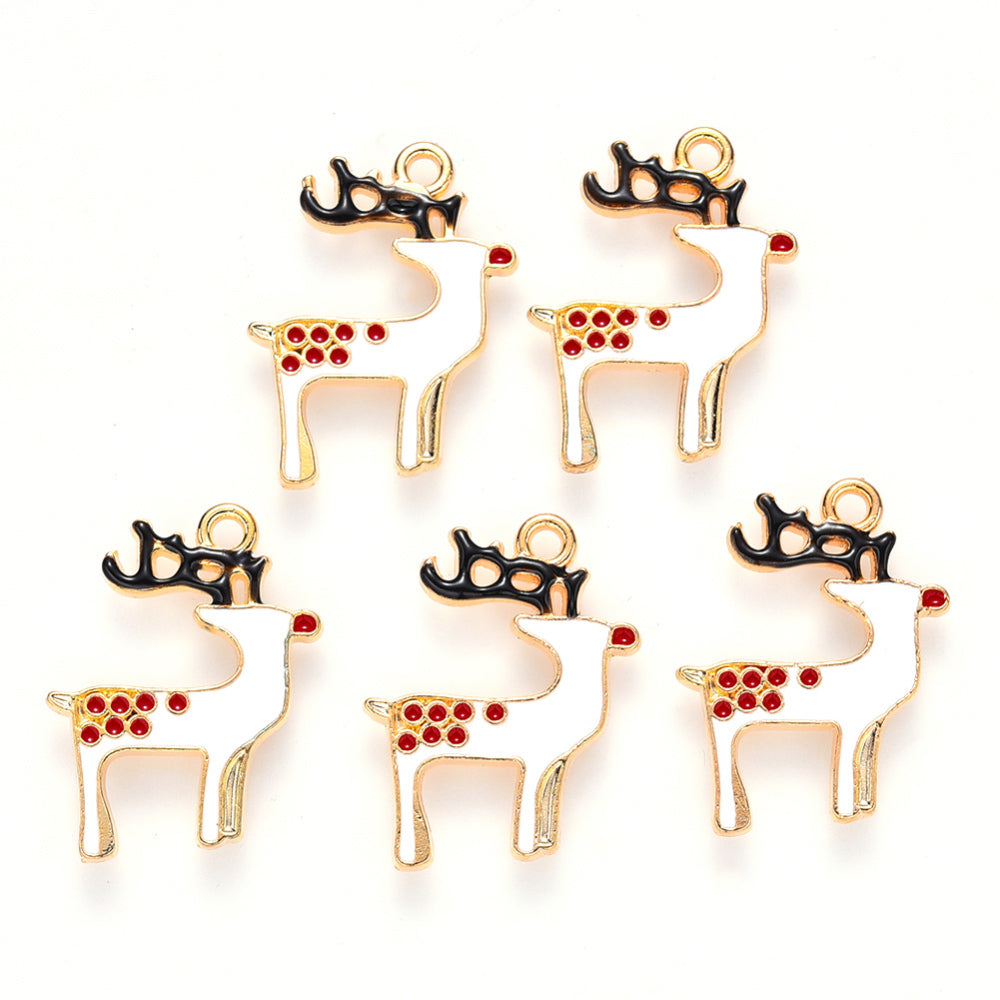Pack of 4 Alloy Enamel Reindeer Charms 23 x 18mm