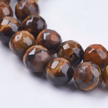 Load image into Gallery viewer, Faceted Tiger Eye Beads Plain Round 8mm Strand of 40+