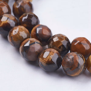 Faceted Tiger Eye Beads Plain Round 8mm Strand of 40+