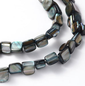 Strand of Shell Beads, Dyed Grey , 8 x 8mm