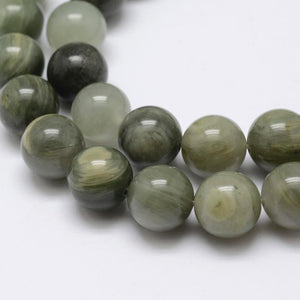 Natural Green Rutilated Quartz 8mm Beads