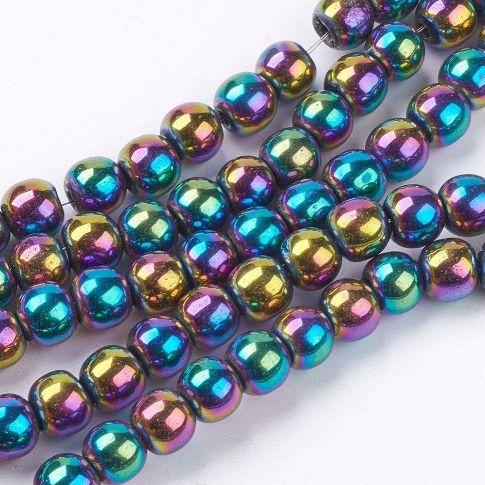 Wholesale Deal 5 x Strands 6mm Rainbow Non Magnetic Hematite Beads