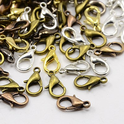 Packet Of 50 x Mixed Plated Strong Quality Lobster Clasps 10mm x 6mm