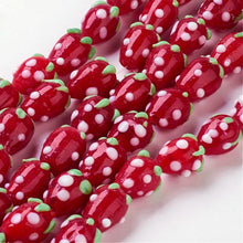 Load image into Gallery viewer, Handmade Lampwork 13mm Strawberry Beads Pack of 10 - Red