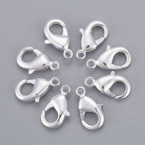 KBeads Packet of 20 x Silver Plated Alloy 7 x 12mm Lobster Clasps