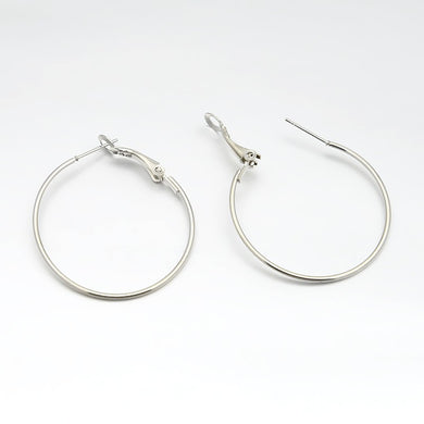 Packet of 10 x Silver Plated Iron 35mm Hoop Earrings