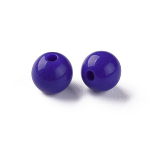 Pack of 200 Opaque Acrylic 8mm Round Large Hole Beads - Slate Blue