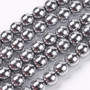 Silver Hematite (Non Magnetic) Beads Plain Round 8mm Strand of 45+