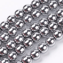 Load image into Gallery viewer, Silver Hematite (Non Magnetic) Beads Plain Round 6mm Strand of 62+