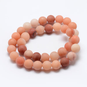 Strand of 60+ Pink Aventurine 6mm Frosted Round Beads