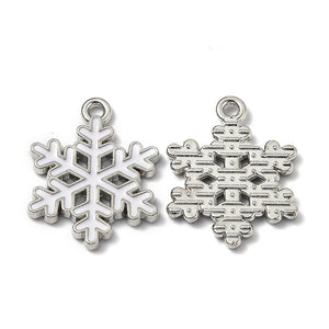 Pack of 10 Alloy White Enamel Snowflake Charms