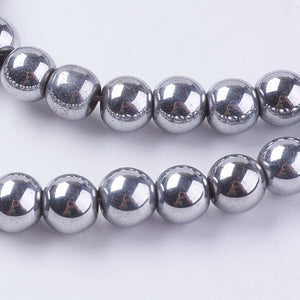 Silver Hematite (Magnetic) Beads Plain Round 6mm Strand of 62+