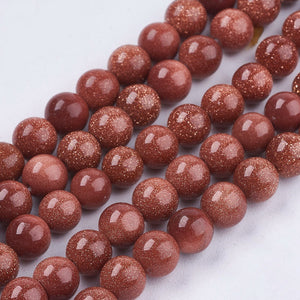 Strand of Synthetic 8mm Brown Goldstone Beads
