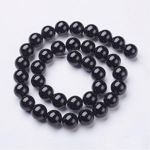 Strand of Natural Black Onyx 8mm Round Beads