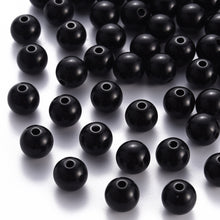 Load image into Gallery viewer, Pack of 70 Opaque Acrylic 10mm Round Large Hole Beads - Black